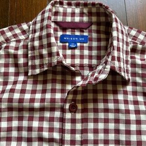 Maison me burgundy/cream gingham shirt boys 4y. From maisonette